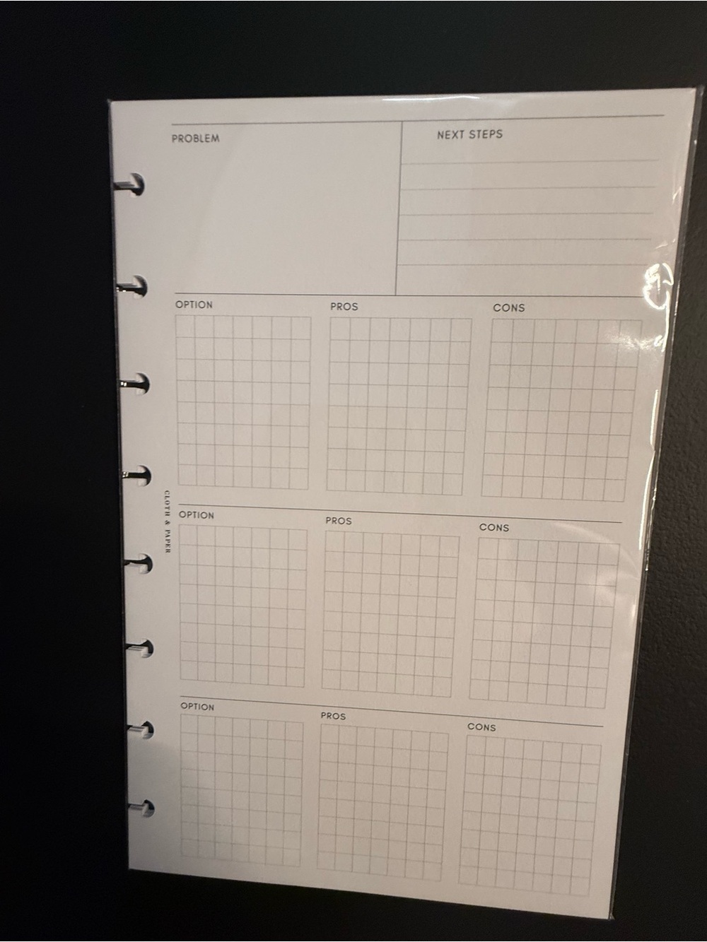 Cloth & Paper Decision Making Hal Letter Planner Inserts